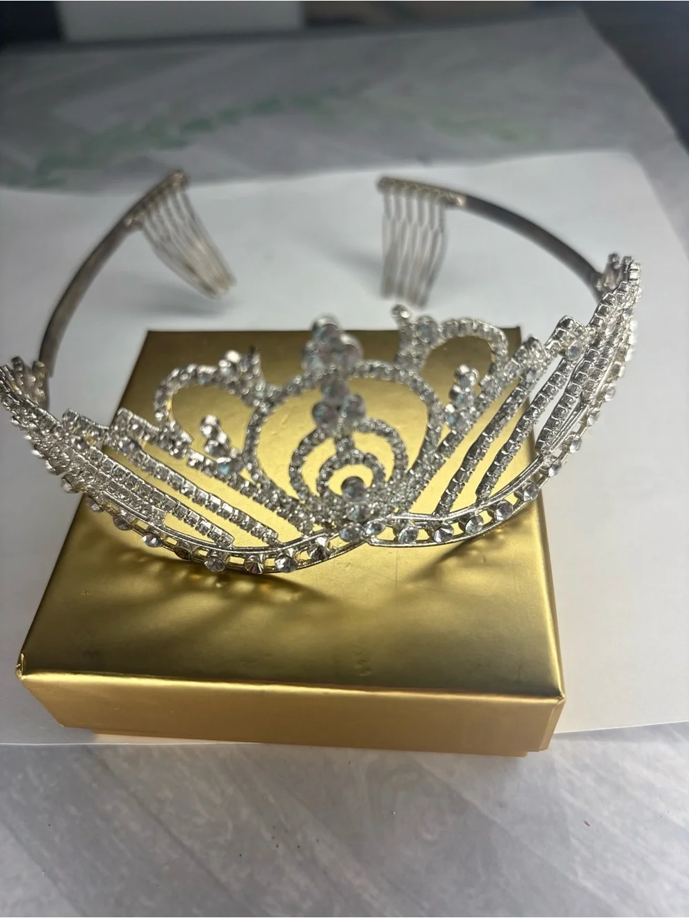 Silver Rhinestone Tiara Headband - Elegant Women’s Hair Accessory
